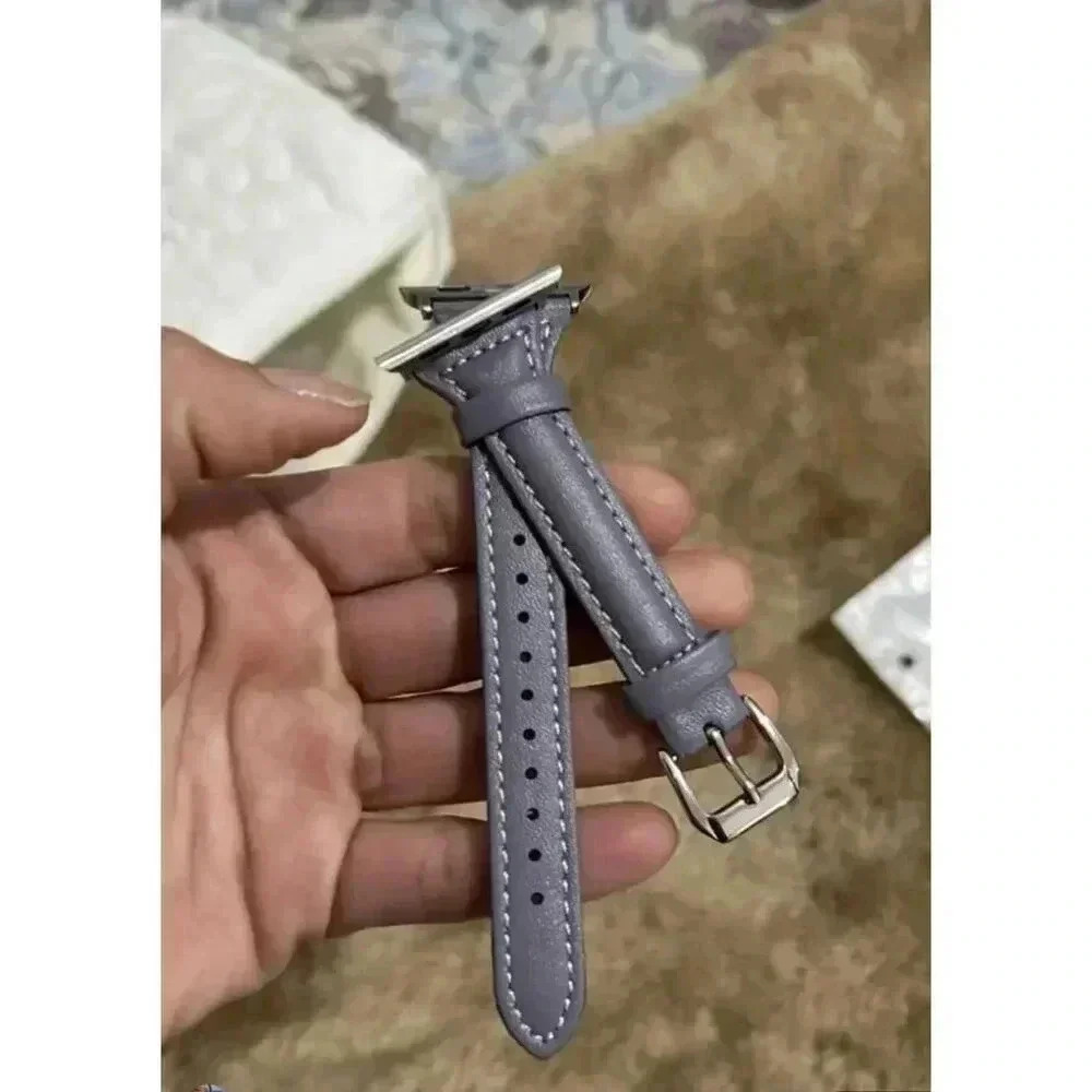 Leather Apple Watch Band Blue Purple Strap Replacement Universal Buckle